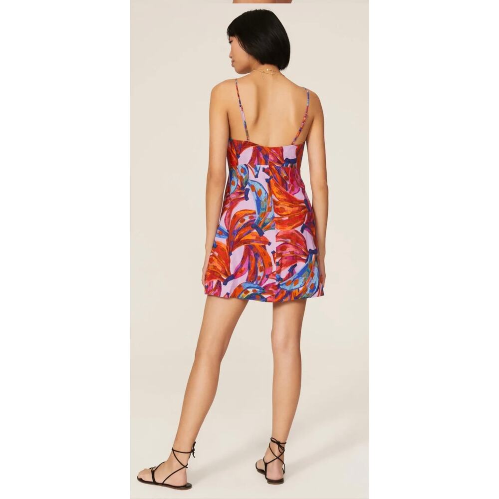 FARM Rio Colorful Bananas Wrap Dress Womens L Multicolor Abstract V-Neck Mini - Picture 2 of 15